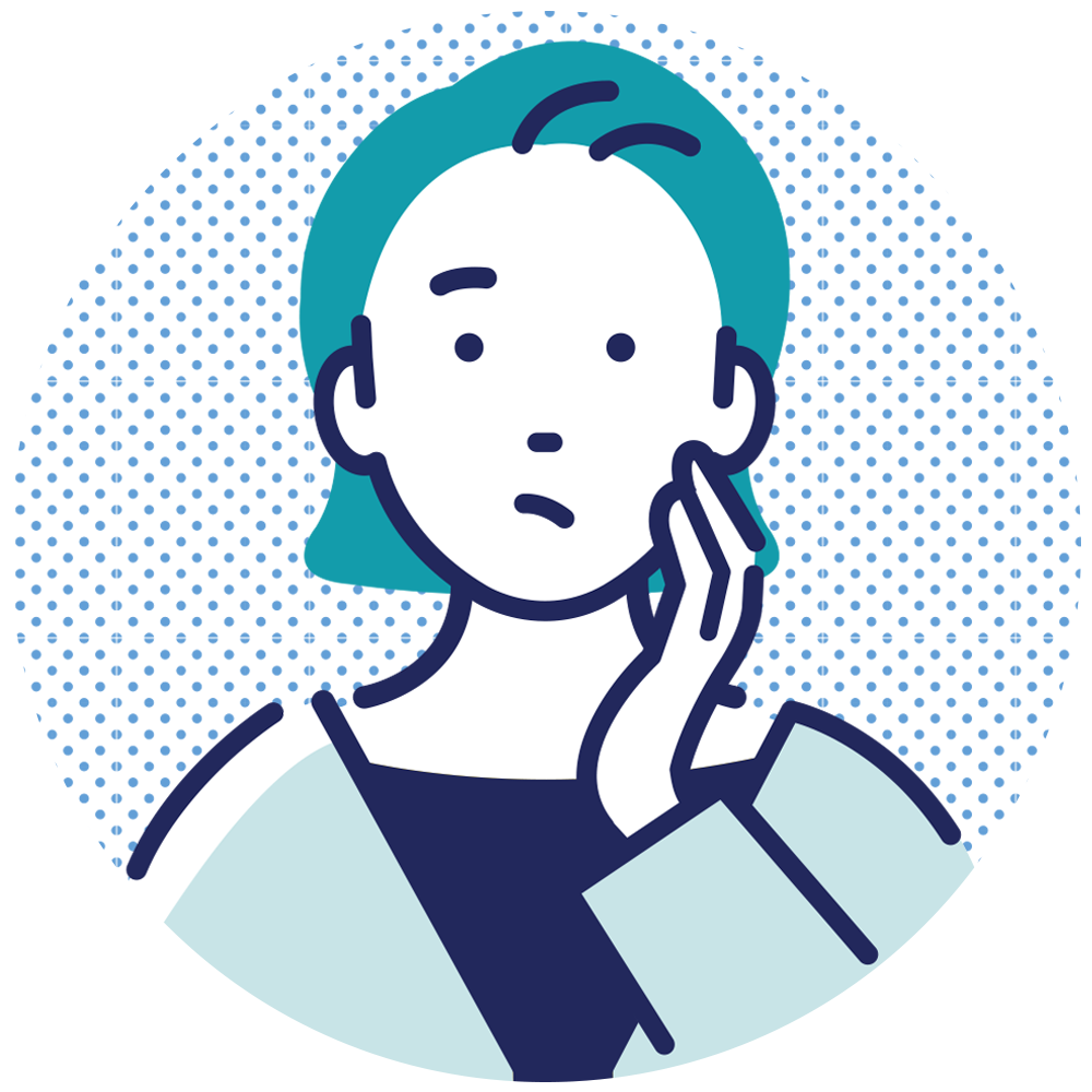 悩んでいる女性のイラスト